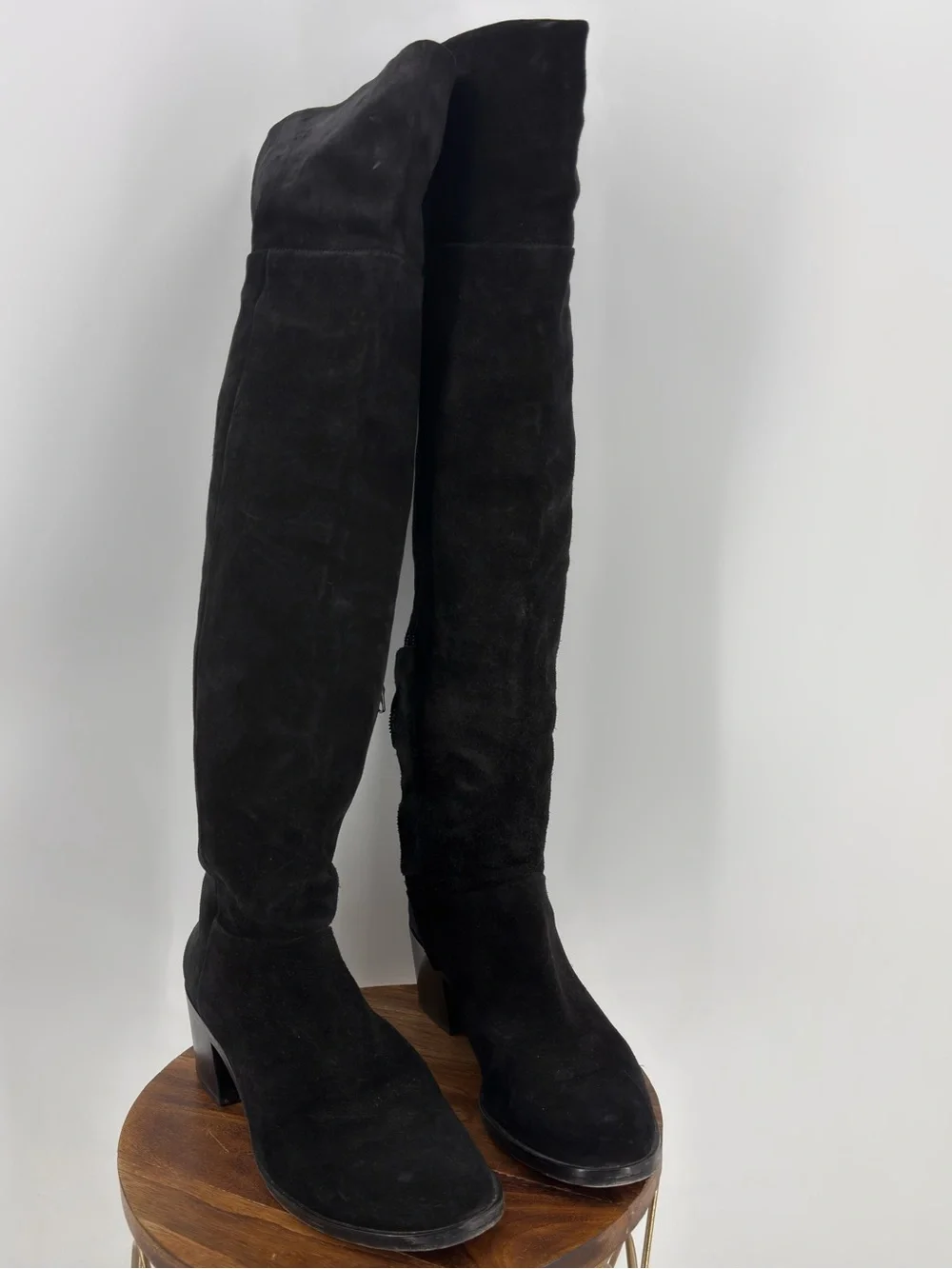 Rag & Bone Black Suede Over the Knee Boots EU 39.5 Block Heel